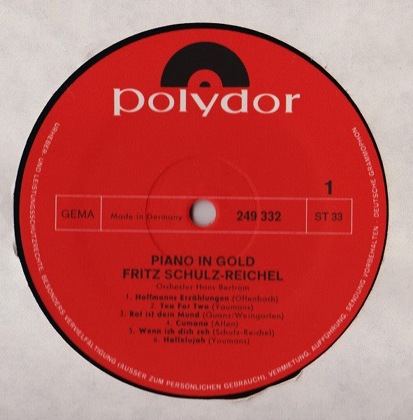 Fritz Schulz-Reichel : Piano In Gold (LP)