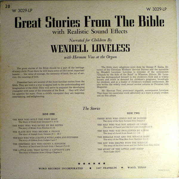 Wendell Loveless* : Great Stories From The Bible (LP)