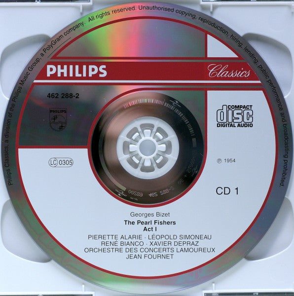 Bizet* - Pierrette Alarie, Leopold Simoneau, René Bianco, Xavier Depraz, Orchestre Des Concerts Lamoureux, Jean Fournet : The Pearl Fishers (2xCD, RE)