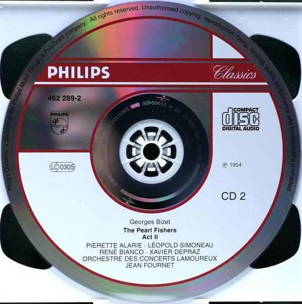 Bizet* - Pierrette Alarie, Leopold Simoneau, René Bianco, Xavier Depraz, Orchestre Des Concerts Lamoureux, Jean Fournet : The Pearl Fishers (2xCD, RE)