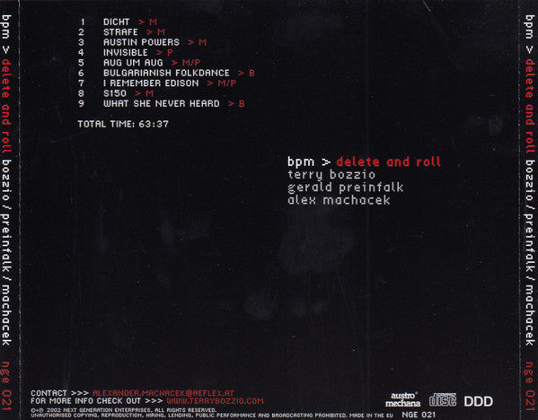 Terry Bozzio / Gerald Preinfalk / Alex Machacek : Delete And Roll (CD, Album)