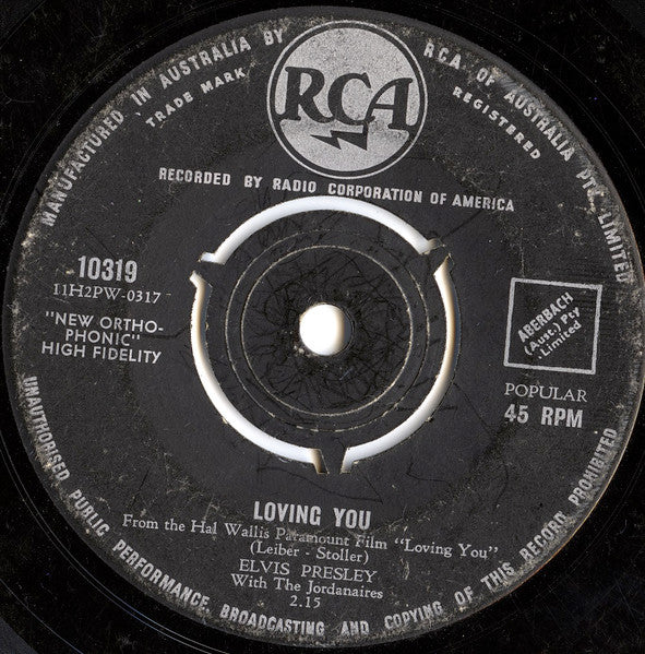 Elvis Presley With The Jordanaires : Loving You / (Let Me Be Your) Teddy Bear (7", Single)