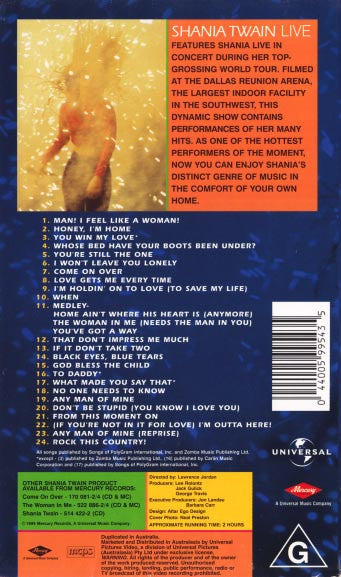 Shania Twain : Live (VHS)