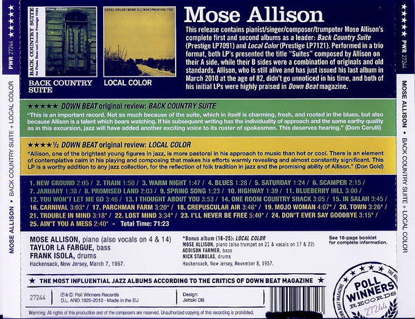 Mose Allison : Back Country Suite + Local Color (CD, Comp)