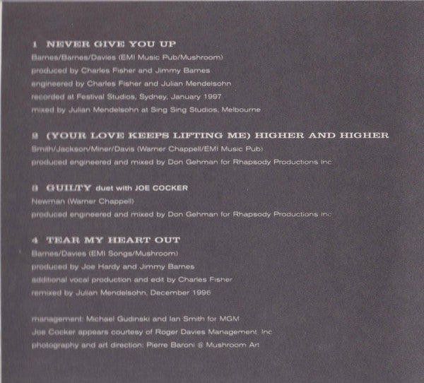 Jimmy Barnes : Never Give You Up (CD, Maxi)