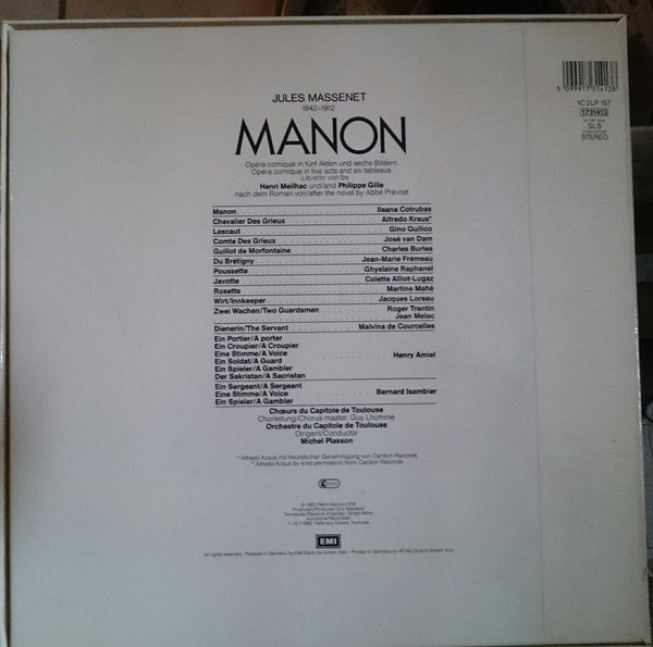 Massenet* - Ileana Cotrubas, Alfredo Kraus, Gino Quilico, José van Dam, Chœurs* Et Orchestre Du Capitole De Toulouse*, Michel Plasson : Manon (3xLP + Box)