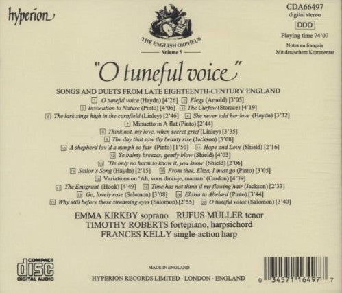 Emma Kirkby . Rufus Müller . Timothy Roberts . Frances Kelly : "O Tuneful Voice" - Songs And Duets From Late Eighteenth-Century England (CD, Album)