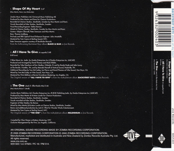 Backstreet Boys : Shape Of My Heart (CD, Single)