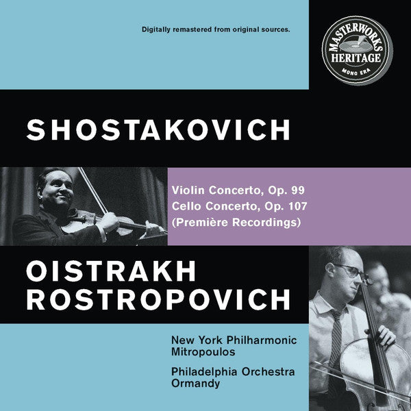 Shostakovich* / Oistrakh* / Rostropovich* : Violin Concerto, Op. 99, Cello Concerto, Op. 107 (Première Recordings) (CD, Comp, RM, Dig)