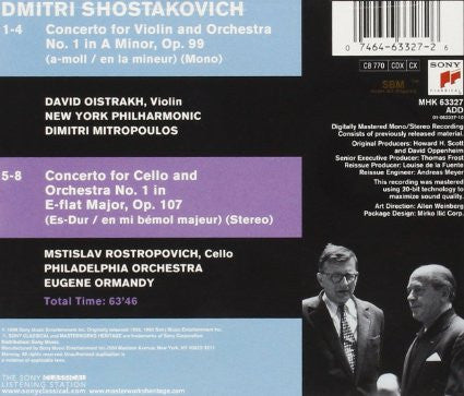 Shostakovich* / Oistrakh* / Rostropovich* : Violin Concerto, Op. 99, Cello Concerto, Op. 107 (Première Recordings) (CD, Comp, RM, Dig)