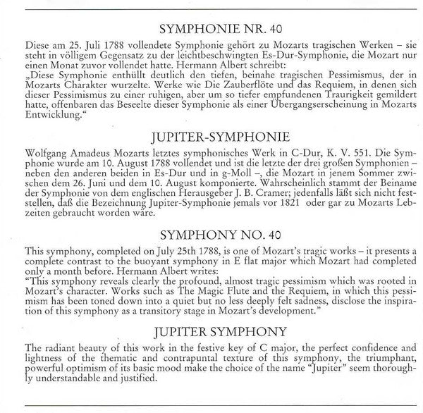 Wolfgang Amadeus Mozart : Symphonien Nr. 40 Und 41 (CD)