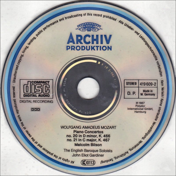 Wolfgang Amadeus Mozart - Malcolm Bilson • The English Baroque Soloists • John Eliot Gardiner : Piano Concertos Nos. 20 & 21 (CD)