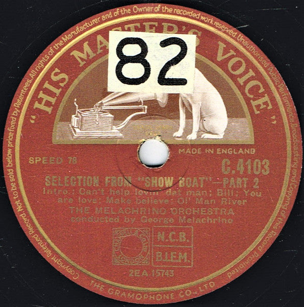 The Melachrino Orchestra Conducted By George Melachrino : Selection From "Show Boat" (Shellac, 12")