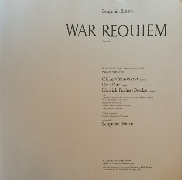 Benjamin Britten : War Requiem (2xLP, M/T + Box)