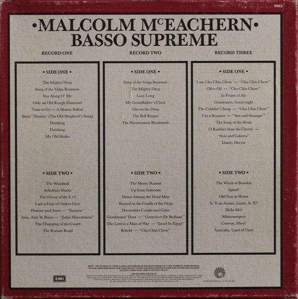 Malcolm McEachern : Malcolm McEachern Basso Supreme (1883-1945) (3xLP, Comp, Mono + Box)