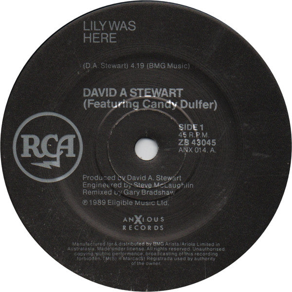 David A. Stewart Featuring Candy Dulfer : Lily Was Here (7", Single)