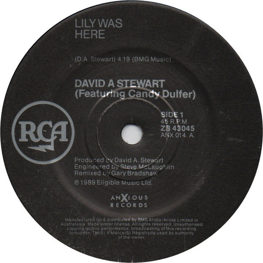David A. Stewart Featuring Candy Dulfer : Lily Was Here (7", Single)