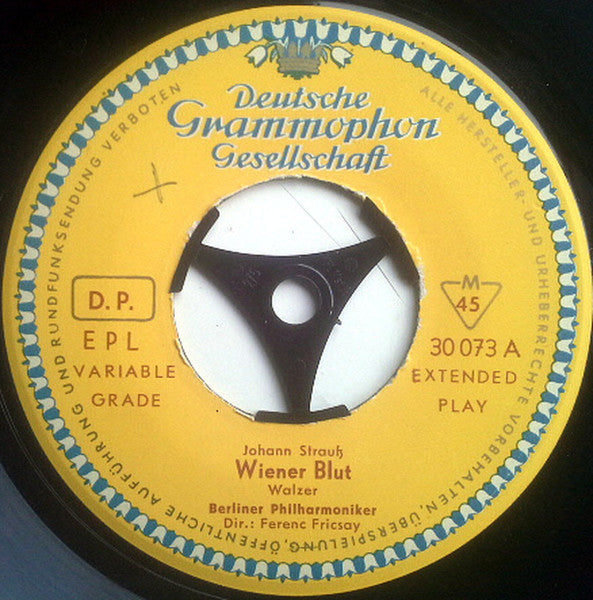 Berliner Philharmoniker, Ferenc Fricsay, Johann Strauss Jr. : An Der Schöne Blauen Donau / Wiener Blut (7", EP, Mono)