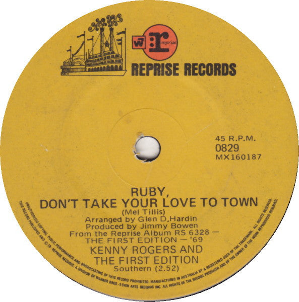 Kenny Rogers And The First Edition* : Ruby, Don't Take Your Love To Town (7", Single)