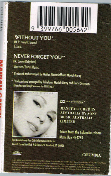 Mariah Carey : Without You & Never Forget You (Cass, Single)