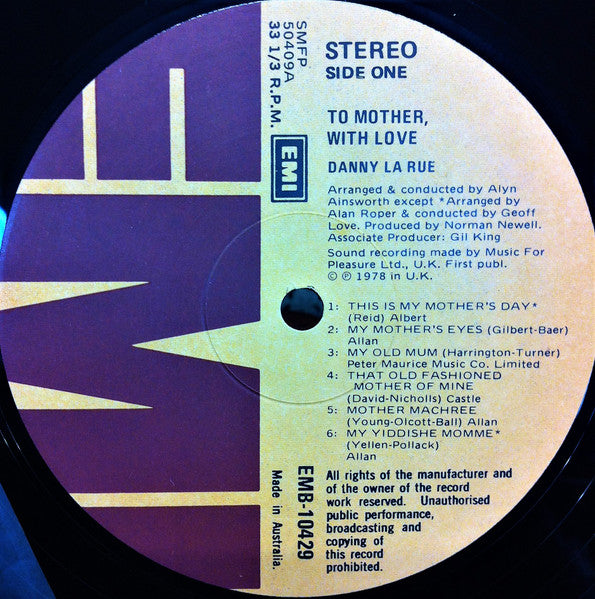 Danny La Rue : To Mother With Love (LP, Album)