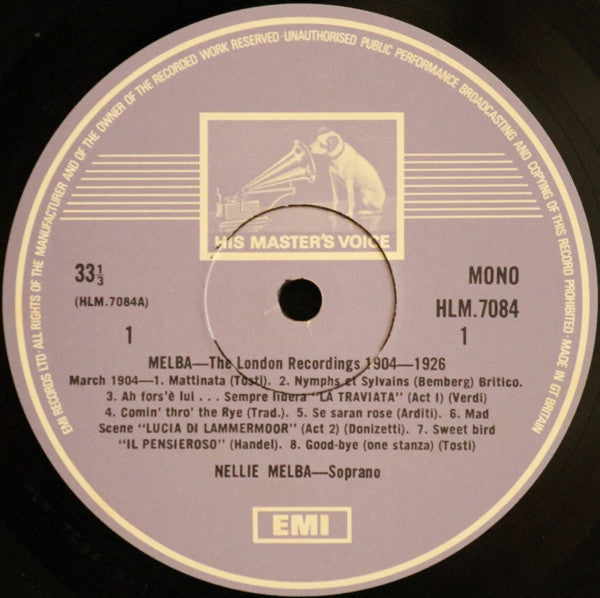 Nellie Melba : The London Recordings 1904-1926 (5xLP, Comp, Mono, Ltd + Box)