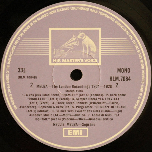Nellie Melba : The London Recordings 1904-1926 (5xLP, Comp, Mono, Ltd + Box)