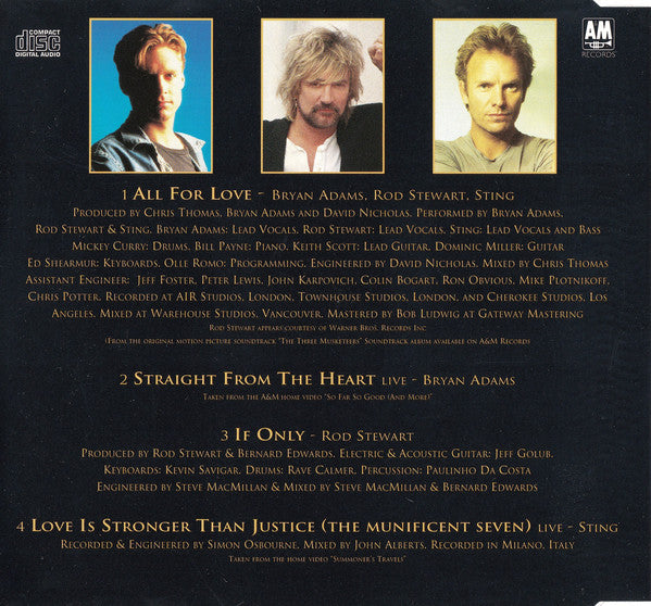 Bryan Adams, Rod Stewart, Sting : All For Love (CD, Maxi, Son)