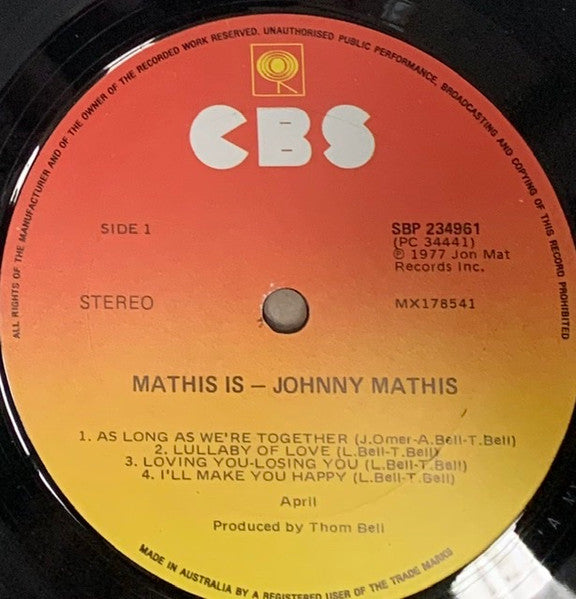 Johnny Mathis : Mathis Is... (LP, Album)