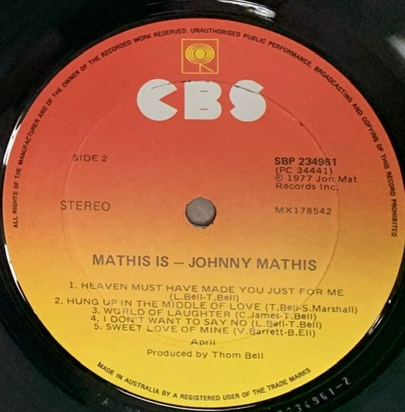 Johnny Mathis : Mathis Is... (LP, Album)