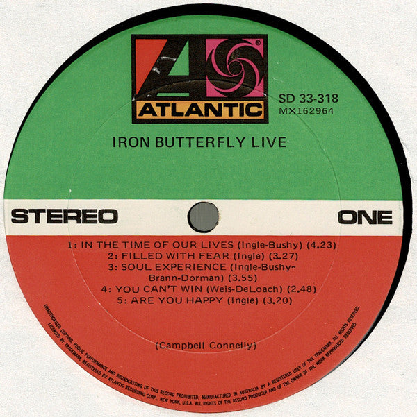 Iron Butterfly : Live (LP, Album, RE)