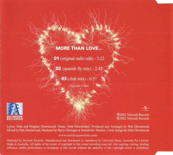 Not The Question : More Than Love (CD, Single)