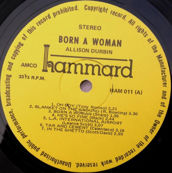 Allison Durbin : Born A Woman (LP, Album)