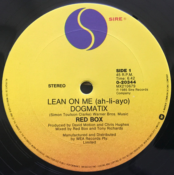 Red Box : Lean On Me (Ah-Li-Ayo)  (12")