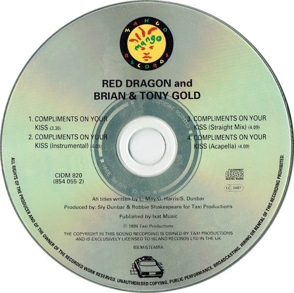 Red Dragon With Brian And Tony Gold* : Compliments On Your Kiss (CD, Maxi)
