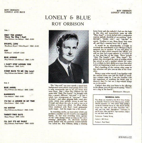 Roy Orbison : Lonely And Blue (CD, Album, RE)