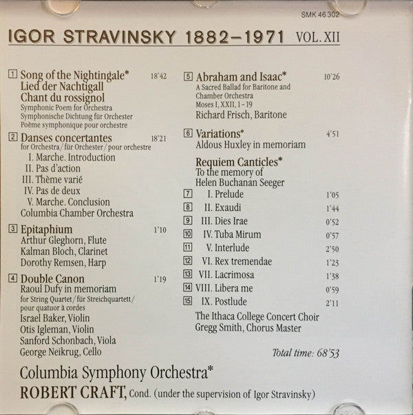 Igor Stravinsky : Edition: Chant Du Rossignol · Danses Concertantes · Abraham And Isaac · Requiem Canticles Etc. - Vol. XII (CD, Comp)