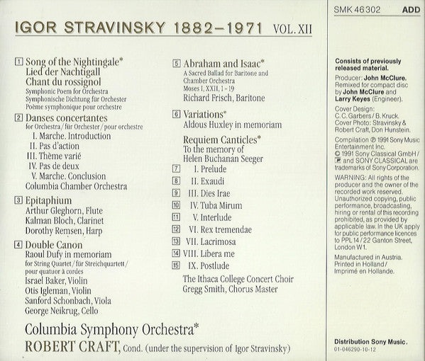Igor Stravinsky : Edition: Chant Du Rossignol · Danses Concertantes · Abraham And Isaac · Requiem Canticles Etc. - Vol. XII (CD, Comp)