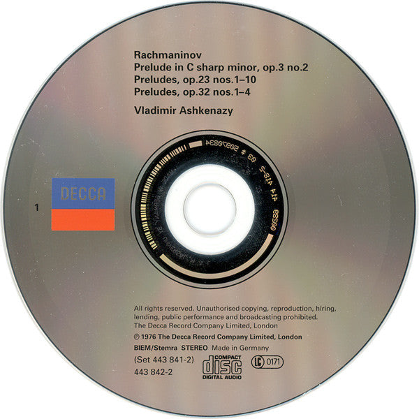 Rachmaninov* - Vladimir Ashkenazy : 24 Preludes - Sonata No. 2 (2xCD, Comp, RE, RM)