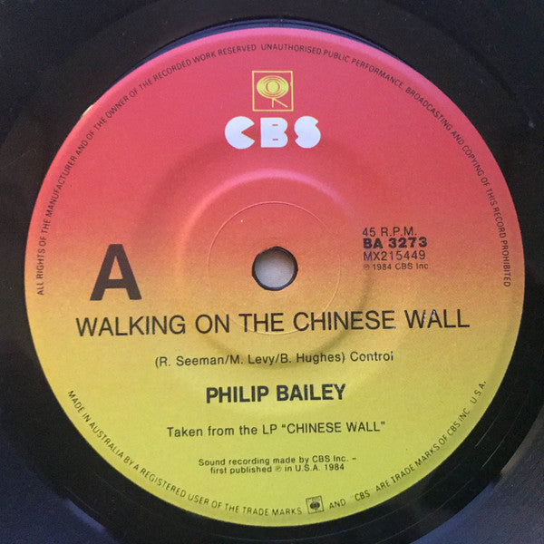 Philip Bailey : Walking On The Chinese Wall (7")