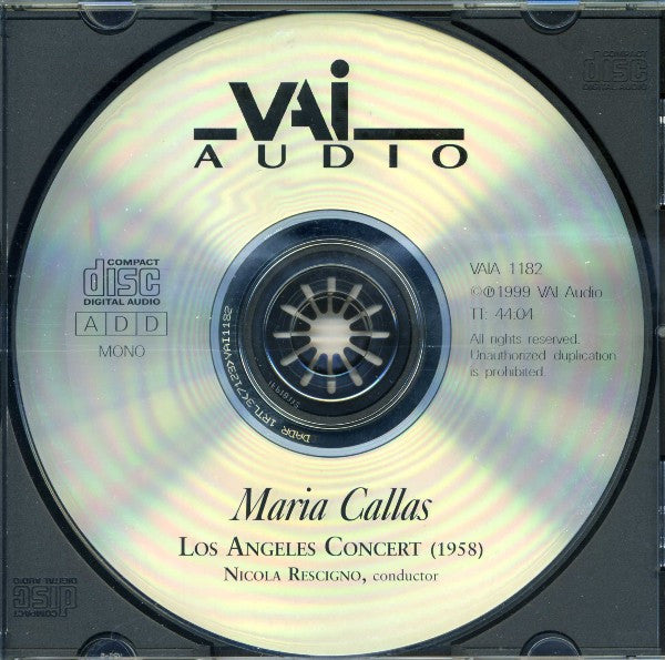 Maria Callas : Los Angeles Concert (1958) (CD, RM)