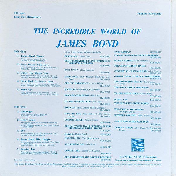 Various : The Incredible World Of James Bond (LP, Album, RE)