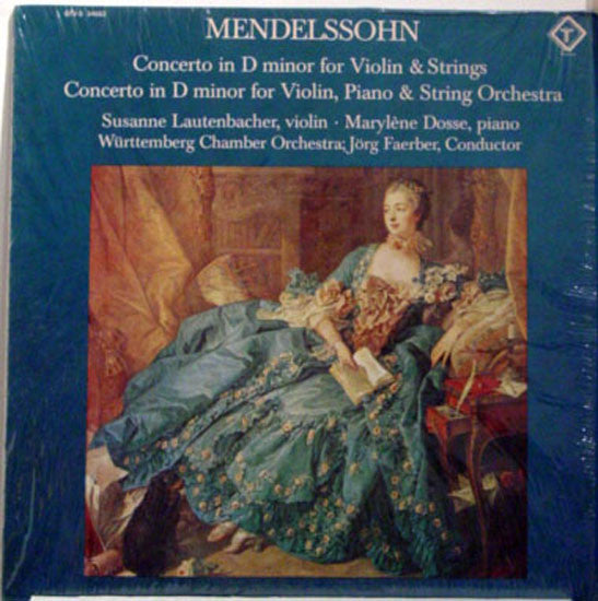 Mendelssohn* - Susanne Lautenbacher • Marylène Dosse*, Württemberg Chamber Orchestra* ; Jörg Faerber : Concerto In D Minor For Violin & Strings / Concerto In D Minor For Violin, Piano & String Orchestra (LP, Quad)