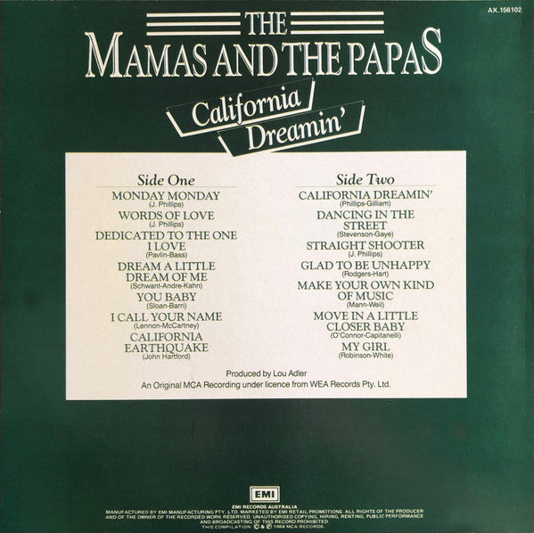 The Mamas & The Papas : California Dreamin' (LP, Comp)