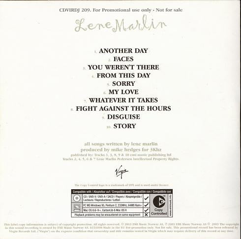 Lene Marlin : Another Day (CD, Album, Copy Prot., Promo)