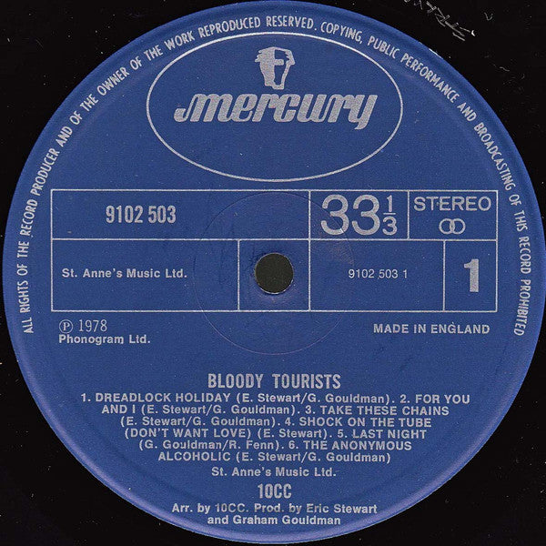 10cc : Bloody Tourists (LP, Album, Gat)