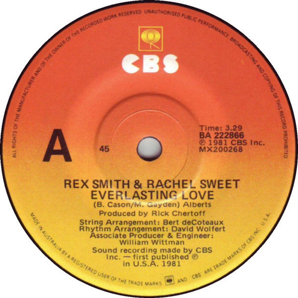 Rex Smith / Rachel Sweet : Everlasting Love (7")