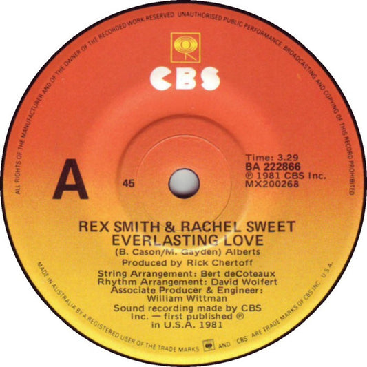 Rex Smith / Rachel Sweet : Everlasting Love (7")