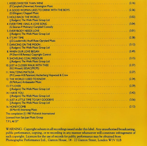 Jimmie Rodgers (2) : Kisses Sweeter Than Wine (CD, Comp)