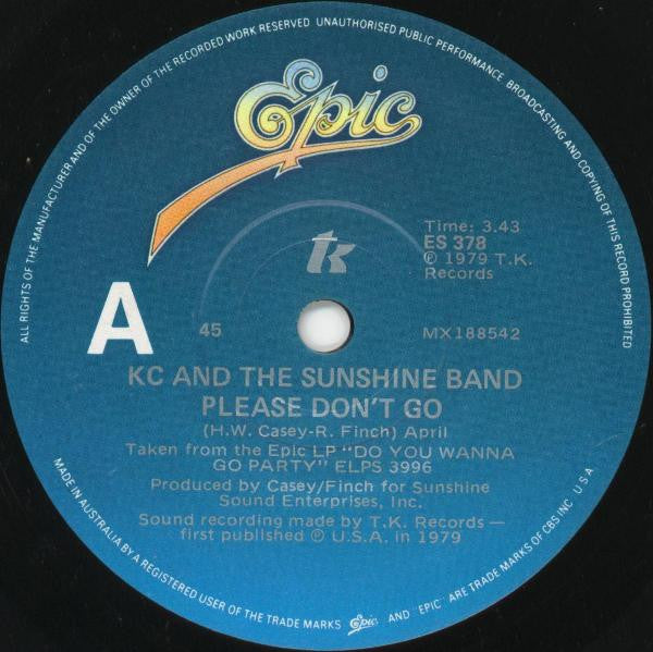 KC & The Sunshine Band : Please Don't Go (7", Single)